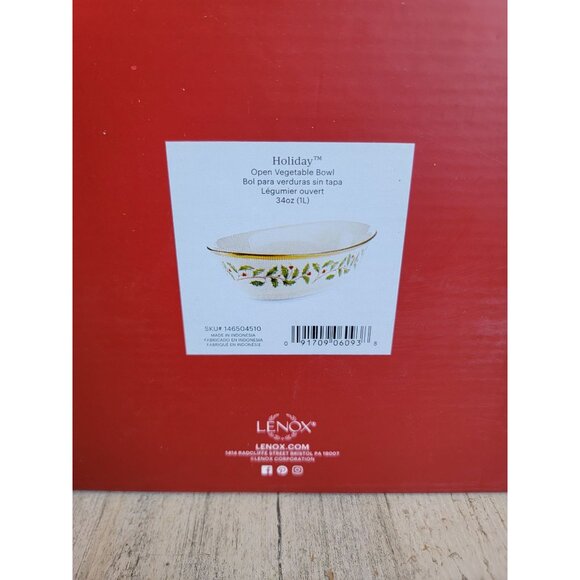 Lenox NEW open vegetable Bowl holiday mistletoe Xmas dish kitchen‎ - Picture 7 of 7